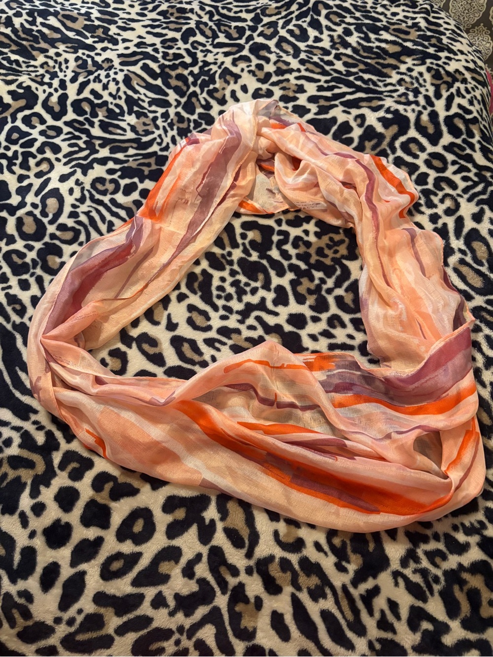 Lightweight Peach & Orange Striped Women’s Infinity Scarf